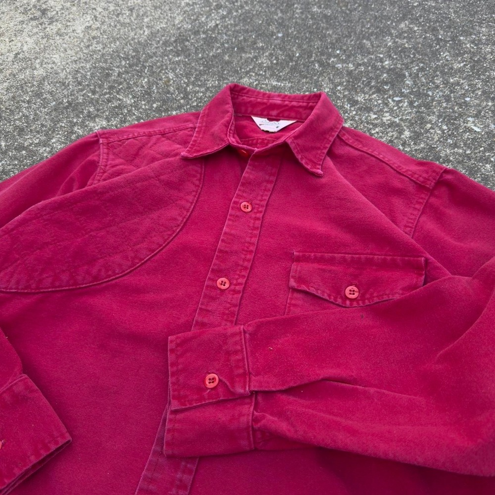 Vintage Cabela's Quilted Shoulder Work Shirt Red Outdoors Workwear Large f2